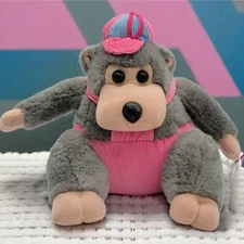 Rare HTF VTG Rhode Island Novelty Plush Stuffed Toy Gorilla Monkey 8" Pink Blue