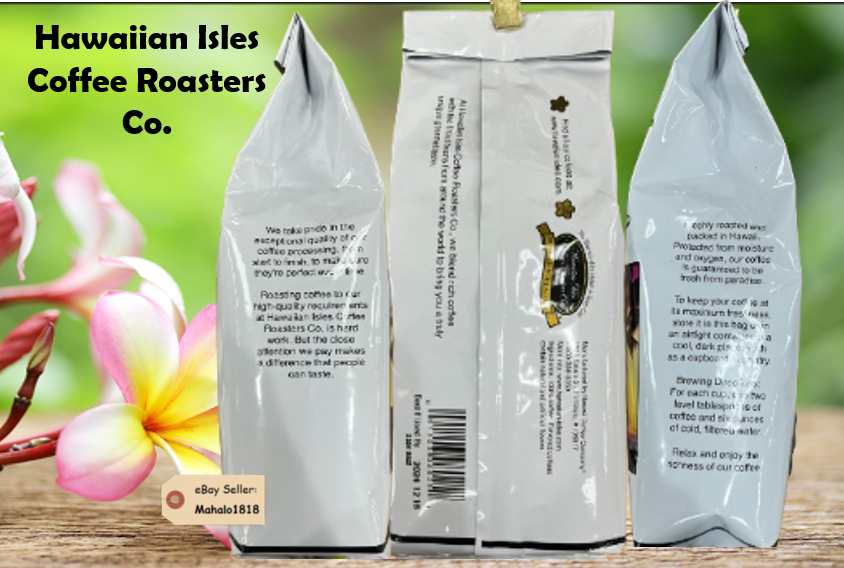 🌺4 Hawaiian Isles Coffee VANILLA BEAN MACADAMIA NUT Flavor 8oz Ground