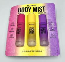 Nutrius Body Mist 4 fl oz, 3-pack Scents Berry, Coco, Botanical Bliss New In Box