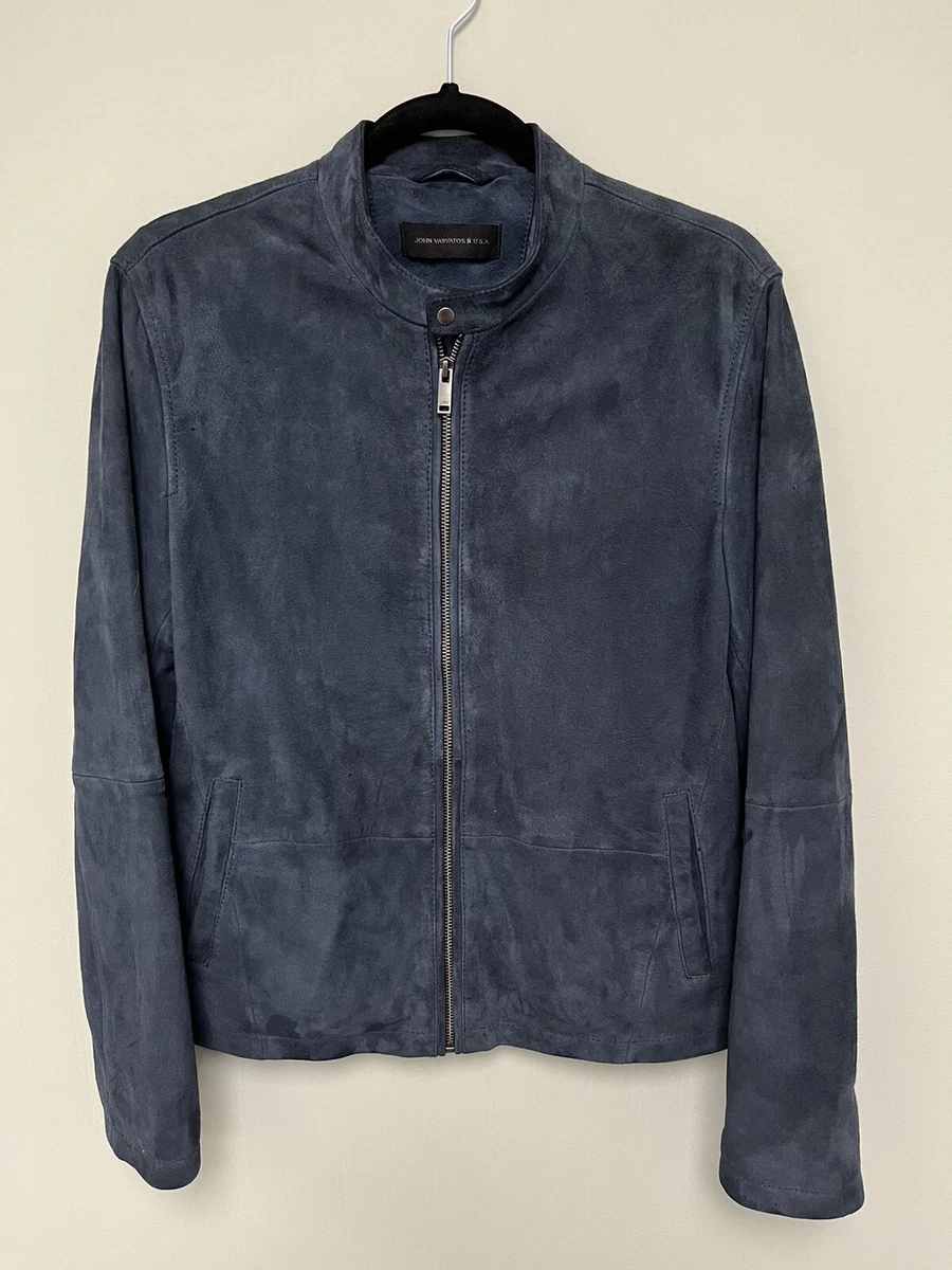 John Varvatos suede Racer jacket. James Bond Jacket. Size Small