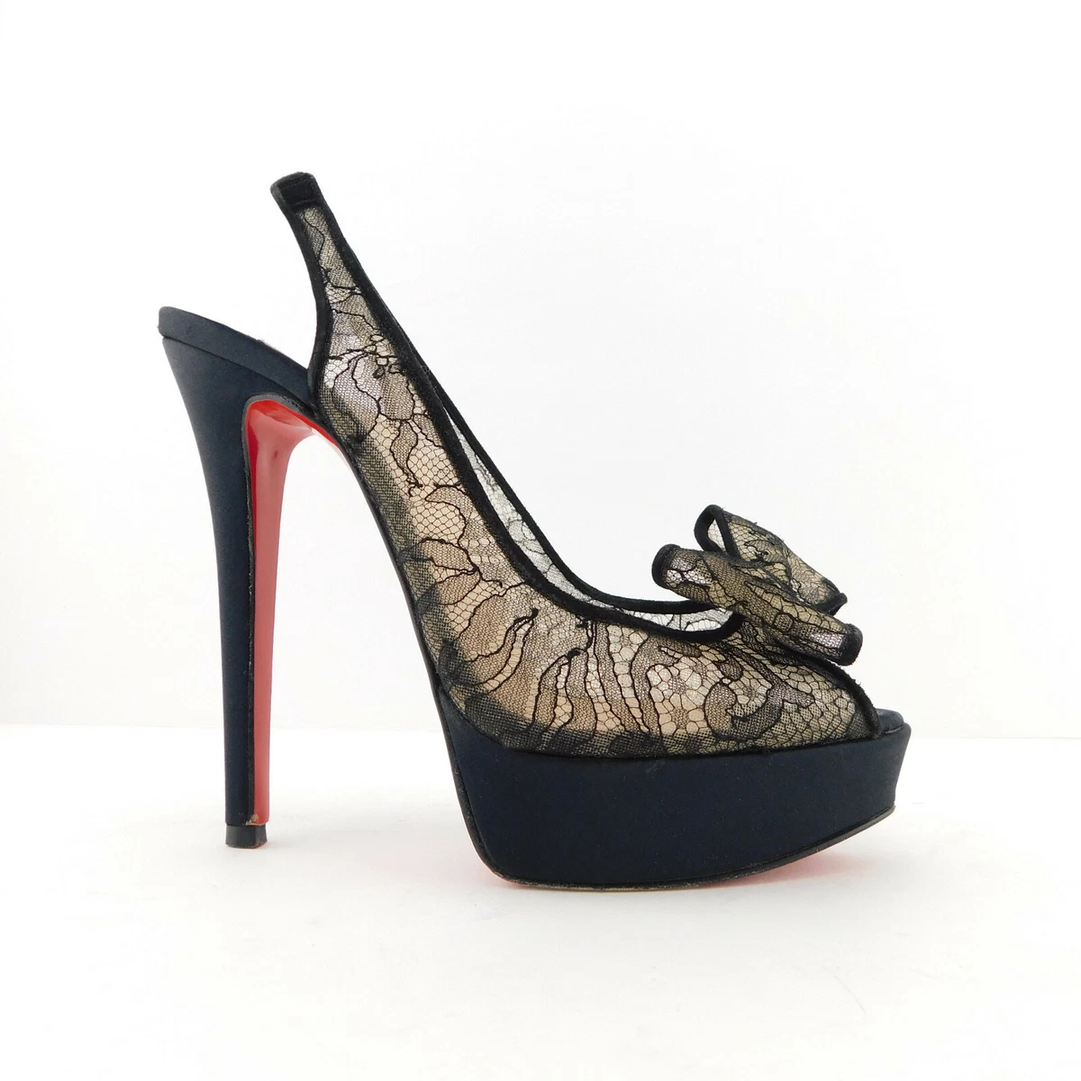 CHRISTIAN LOUBOUTiN 6.5 EXCLU LACE Bow Black Pumps Shoes Eur | eBay