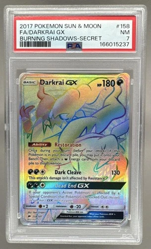 166015237 Darkrai GX 2017 Pokemon Sun & Moon Burning Shadows #158 PSA 7
