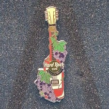 Hard Rock Cafe Sacramento Wine Bottle Grape Vine Guitar Enamel Lapel Hat Pin