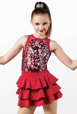 Dance Costume Weissman 13138 XL Child Red Dress Jazz Clogging Sequins Musical