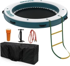 8FT Round Inflatable Floating Dock with 6FT Central Hammock