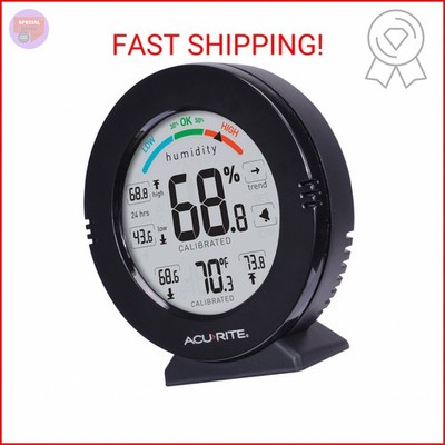 AcuRite 01080M Pro Accuracy Temperature and Humidity Gauge with Alarms, Black