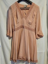NWT ASOS Pleated Chiffon Mini Dress Blush Pink Women's 12