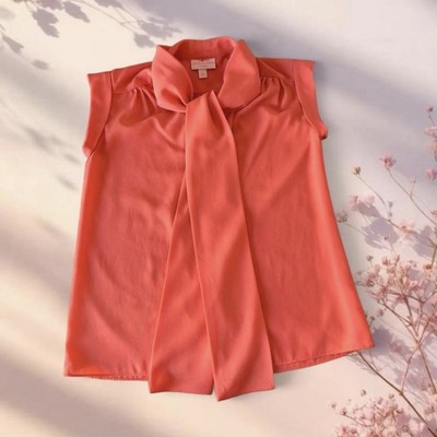 Matthew Williamson coral sleeveless blouse with concealed placket and front tie