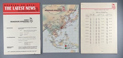 Dragonair Hong Kong Airline Streckenplan & Passagiertarife Tarif Oktober 1988 HKG