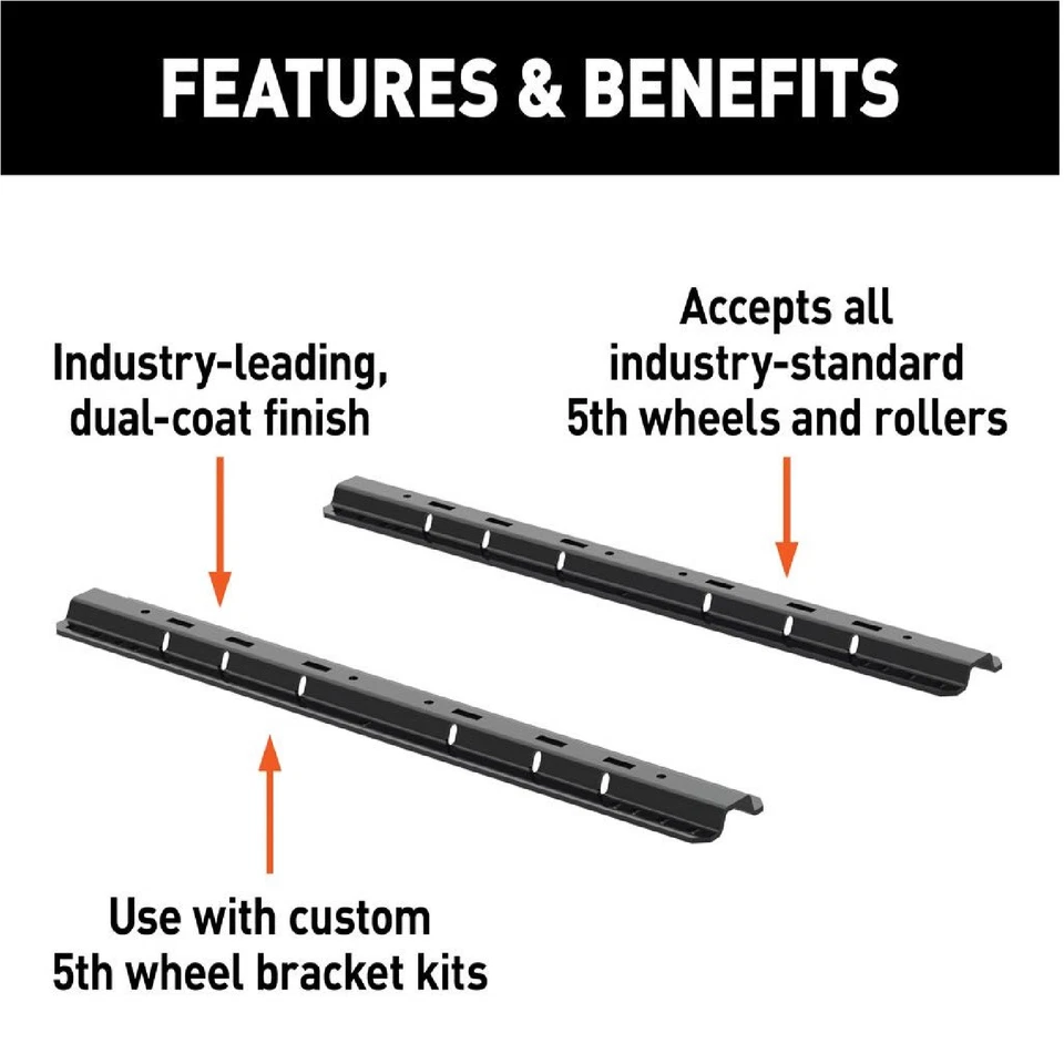 Curt 16150 Heavy Duty Fifth Wheel Rails w/ Universal Brackets and Hardware Foto 3 de 4