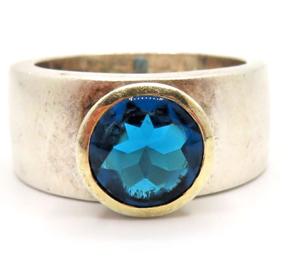 Dicker Designer Bandring 925 Sterling Silber Topas ? Modernist Luxury Hingucker