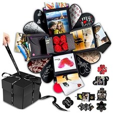 Explosion Box DIY Gift - Love Memory, Scrapbook, Photo Box for Birthday Black