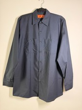 Red Kap Industrial work Men shirt navy blue Front Chest 2-Pocket Buttoned Medium