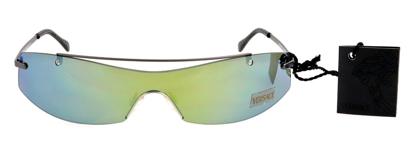 New Y2K VERSACE S95/P 94M/188 Black Shield Monolens Sunglasses Italy Unisex