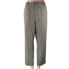 Uniqlo Womens Gray Houndstooth High Rise Straight Wide Leg Trousers Pants Size L
