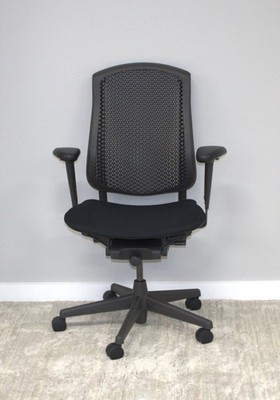 Herman Miller Celle Office Desk Chair All-Black Plastic Back