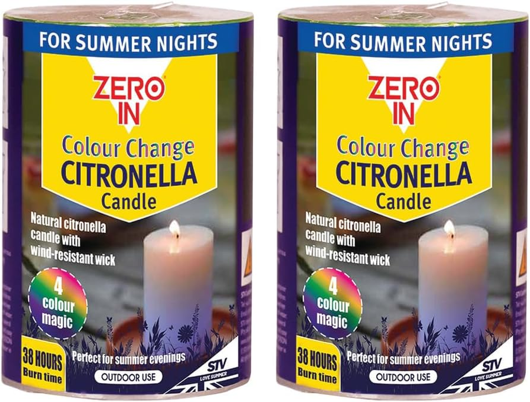 Citronella Colour-Change Pillar Candle – Mosquito Repellent with Natural Citrone