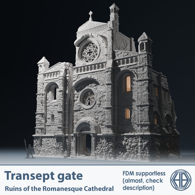 Romanesque Temple Transept Gate | Wargame Terrain |  1 Multi-Piece | FDM printed