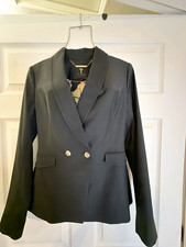 Ted Baker Women's Black Double-Breasted Shawl Lapel Blazer Jacket Size 1
