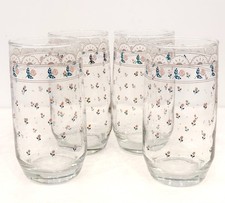 Set of 4 Vintage 1988 CHD Pink Rose Victoriana Collection Glass Tumblers