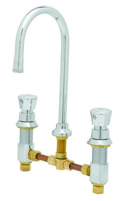 T&S Brass B-2820 Deck Mount 8-Inch Centers Rigid Gooseneck Metering Faucet with