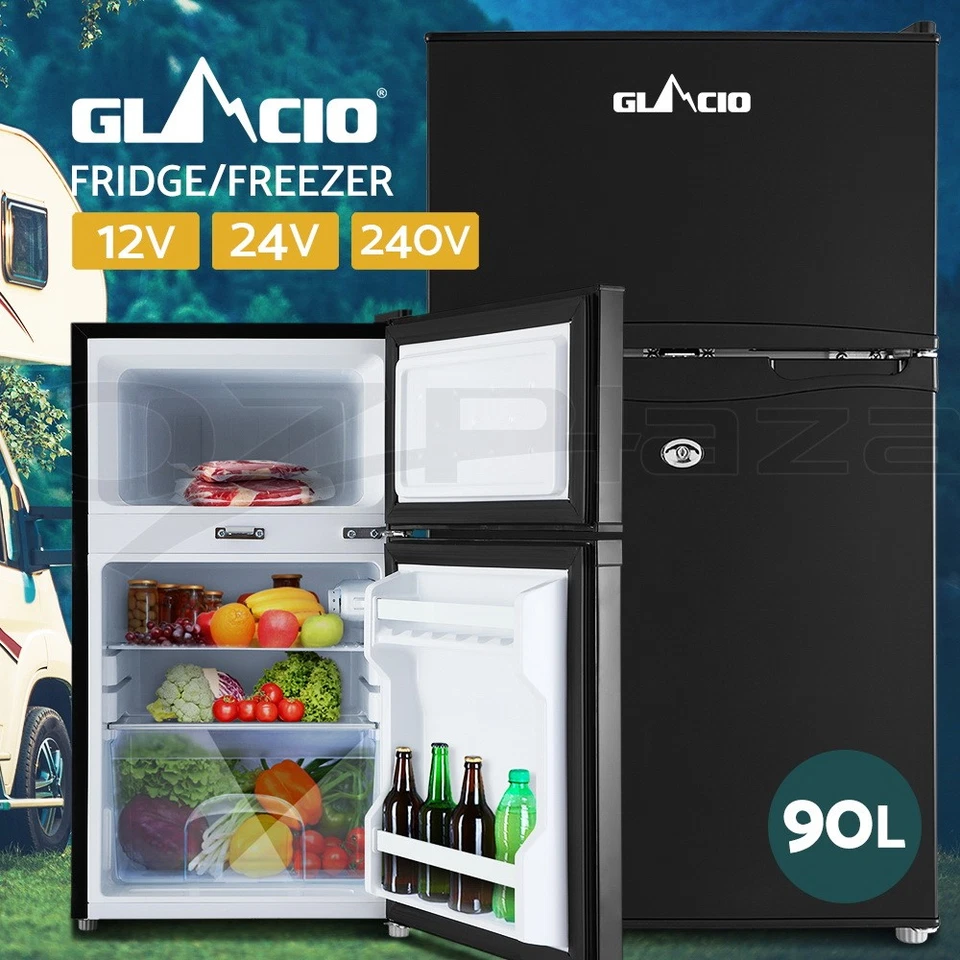 Glacio 90L Portable Camping Fridge Freezer Cooler Upright 12V/24V/240V Caravan