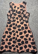 Ann Taylor Womens Sz 4 Rust Floral/Black Sleeveless Rear Zip Lined Dress