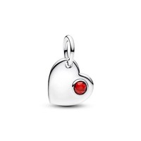 Pandora, Charm-AnhäNger, HerzföRmiger Geburtsstein FüR Januar, Silber / Rot
