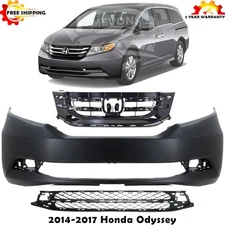 Front Bumper Cover Fascia & Grille Assembly Kit For 2014-2017 Honda Odyssey