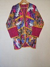 Handmade Patchwork Quilt Jacket Small Medium Kantha Style Kimono Coat Boho Folk