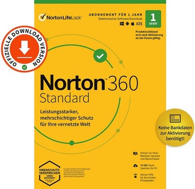 Norton 360 2026 Vollversion   1 /3/5/10 PC   1 Jahr   Kein Abo   NEU