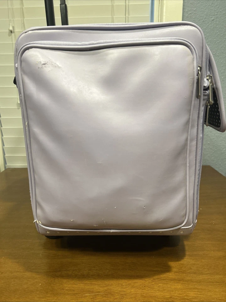 Making Memories Purple Rolling Travel Tote Bag Pockets Dividers Polka Dot Lined - Image 3 of 4