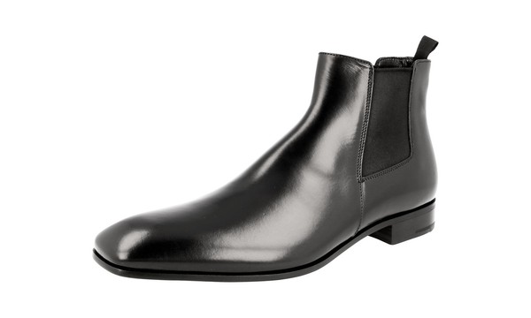 Prada Leder Stiefelette Chelsea Boots Schuhe - Schwarz - Neu - 6 40-image