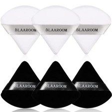 6 Pieces Soft Triangle Powder Puff Face 1 Count Pack of 6 , Black and White