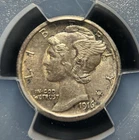1916 S 10c PCGS AU58 Mercury Silver Dime, Original Golden Patina~Semi Key~US16