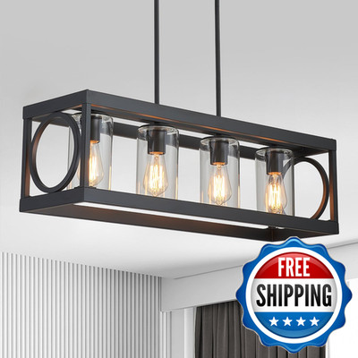 Xingqi Black Kitchen Island Light Fixtures Over Table 31.5 Rectangular Linear