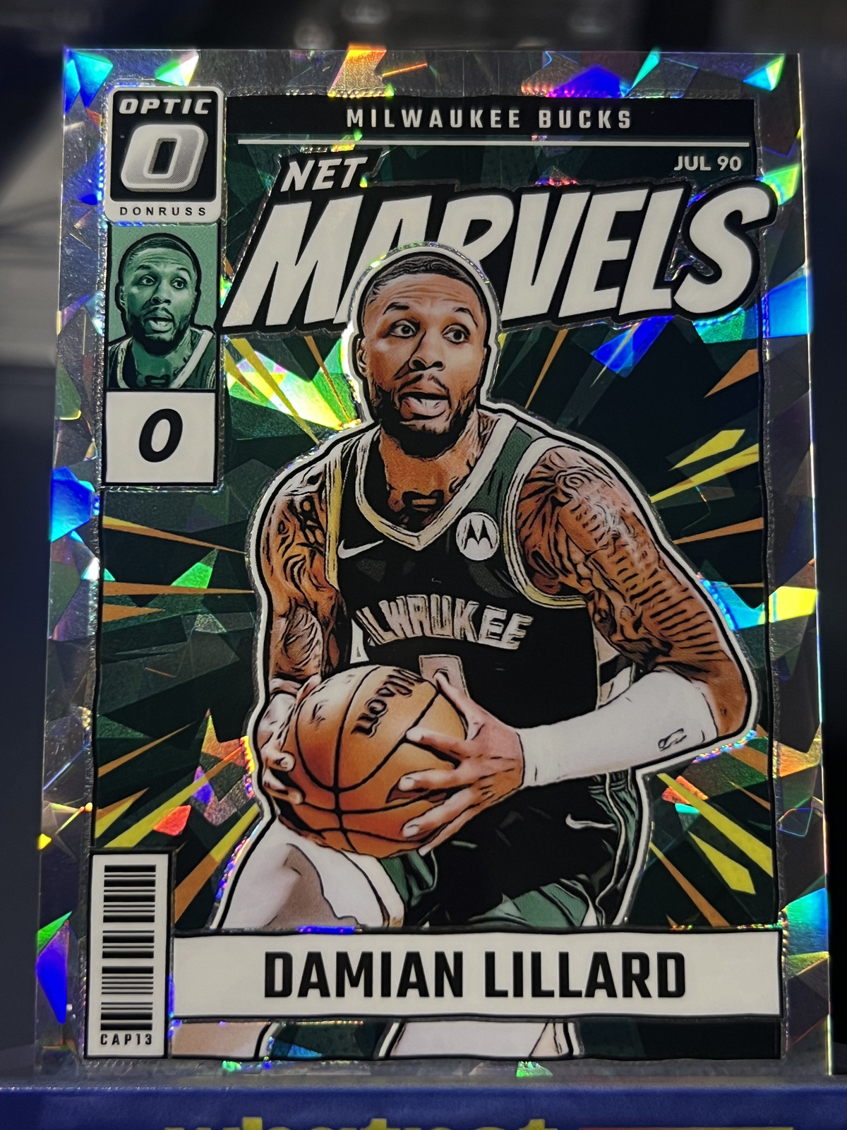 2024-25 Panini Donruss Optic Damian Lillard Net Marvels Cracked Ice /25 Bucks