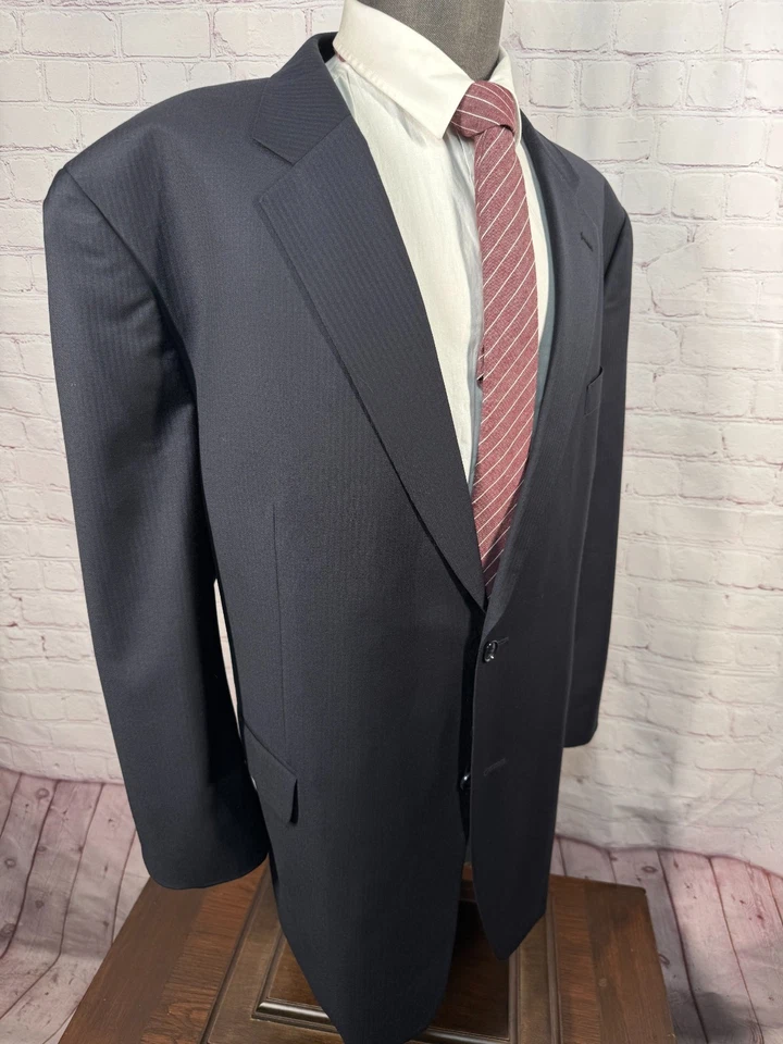 JONES NEW YORK Hombres Azul Marino Lana Cachemira 2 piezas Traje 52R Chaqueta 44x26 Pantalón Foto 4 de 4