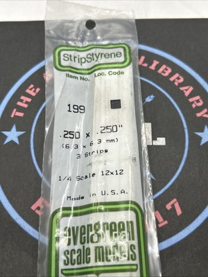 Evergreen Scale. Polystyrene Strips. 14'' 199 .250 X .250 (3)