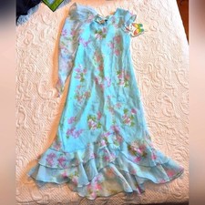 My Michelle girls size 8 light blue with floral design cap sleeve dress, NEW