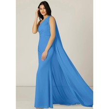 Azazie Lydia Women's Blue One Shoulder Mermaid Bridesmaid Dress Size A8