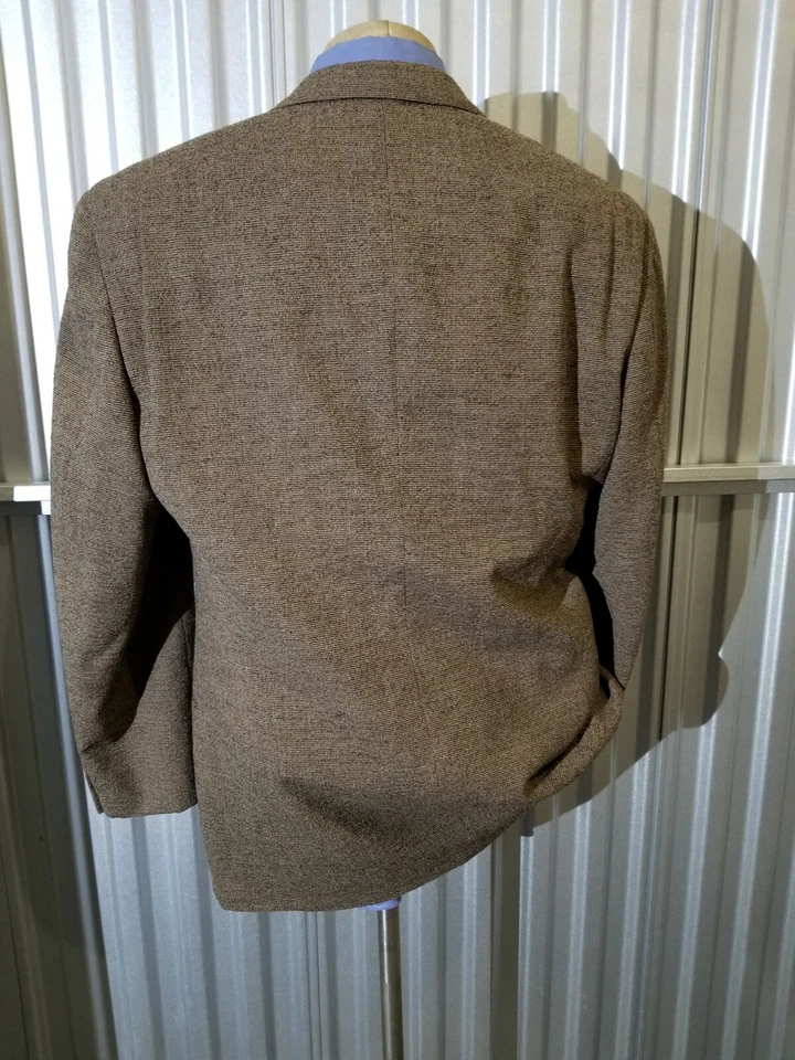 Chaqueta Blazer Abrigo Deportivo Vintage 42L Armani COLEZIONI Punto Marrón Nubby Tweed Foto 4 de 4