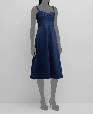 Veronica Beard Women's Blue Tonal Stitch Foldover Sweetheart Aila Dress Size 2