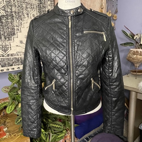 Forever 21 Black Motorcycle Jacket Faux 
