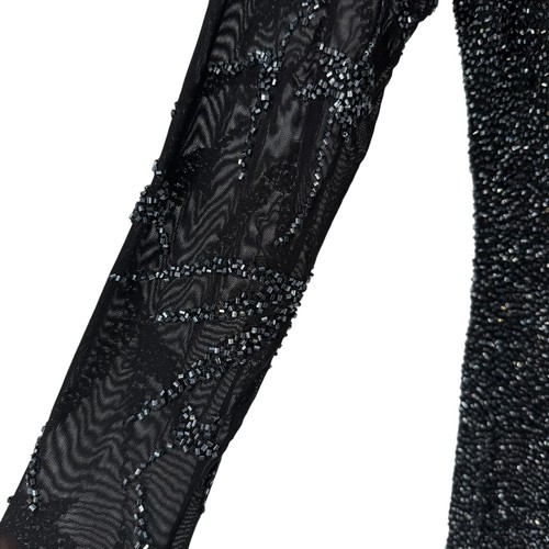 Blusa Naeem Khan Top Con Cuentas Negra Manga Larga Talla S Malla Transparente Formal Diseñador - Imagen 3 de 12