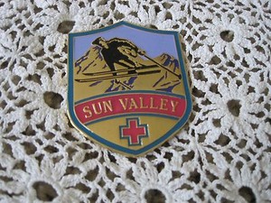 Sun Valley Idaho Ski Metal Plaque 2.5 X 2 inches Vintage