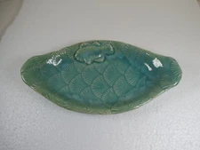 Celdaon Green Hand Painted Fish Serving Decorative Nautical Fish Oval Dish 9"