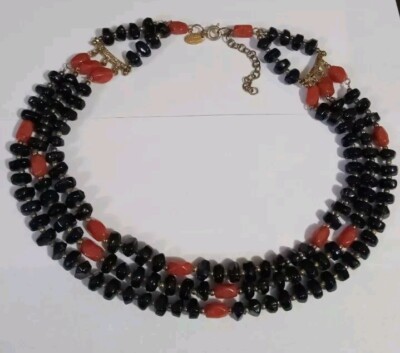 Miriam Haskell Baroque Cobalt Blue Gripoix Glass Bead Signed Necklace