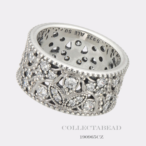 Authentic Pandora Silver Shimmering Leaves Clear CZ Ring Size 56 (7.5) 190965CZ