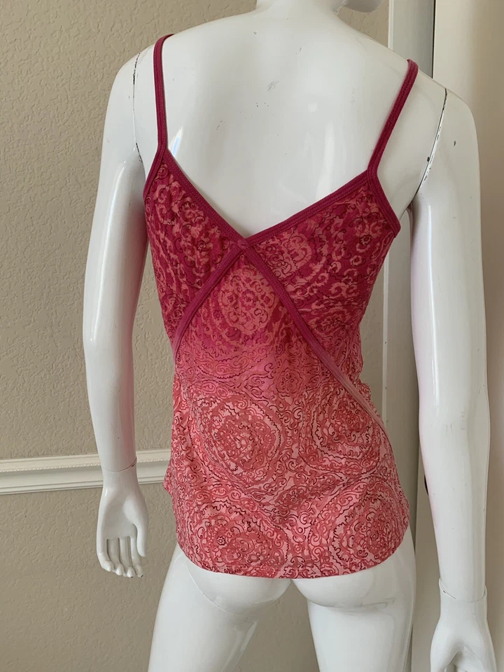 Топ Athleta пурпурно-розовый пейсли выгорание наслоение йога безрукавка размер XS - Изображение 4 из 4